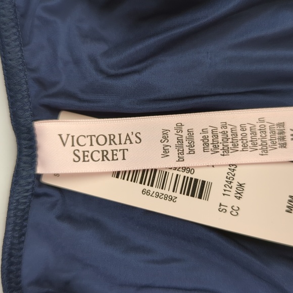 Very Sexy Shine Strap Brazilian Panty - Noir Navy - Picture 4 of 4